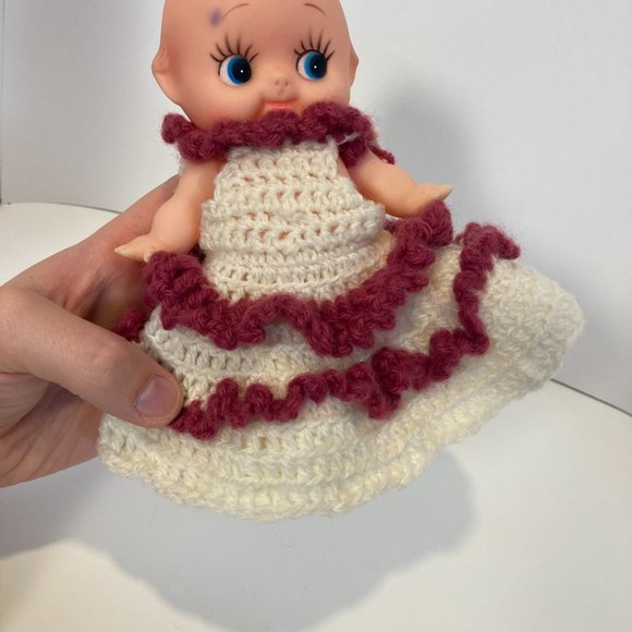 Vintage Kewpie Doll Soft Vinyl Rubber 7.5" moveable arm legs jointed Blue Eyes - Picture 10 of 15